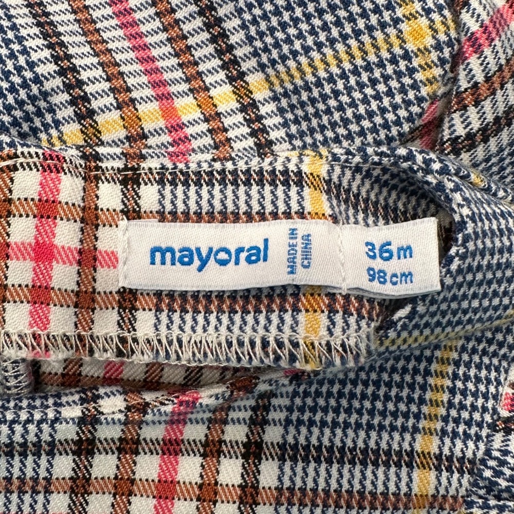 Mayoral Girls Plaid Flannel Dress Size 3T (36m) - Picture 3 of 3